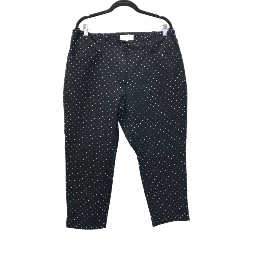 Talbots Heritage Pants Women's Black Polka Dot Slacks Preppy Size 16W
